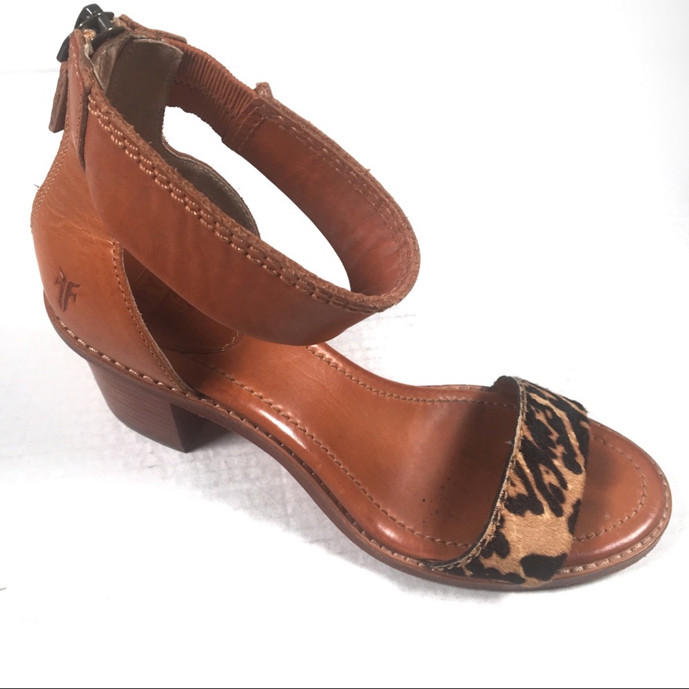 Fry Leopard Print Leather Chunky Heels 9.5